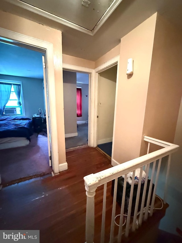 3141 S Atlanta Rd, Camden, NJ 08104 - hallway with wood finished floors, attic access, and cooling unit