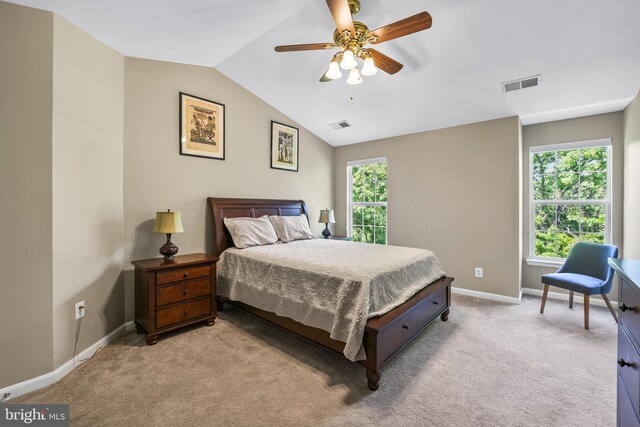 17542 Falls Pl, Round Hill, VA 20141 - bedroom featuring lofted ceiling, baseboards, light carpet, and ceiling fan