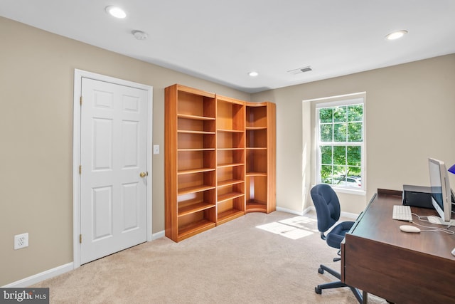 17542 Falls Pl, Round Hill, VA 20141 - carpeted home office featuring baseboards and recessed lighting