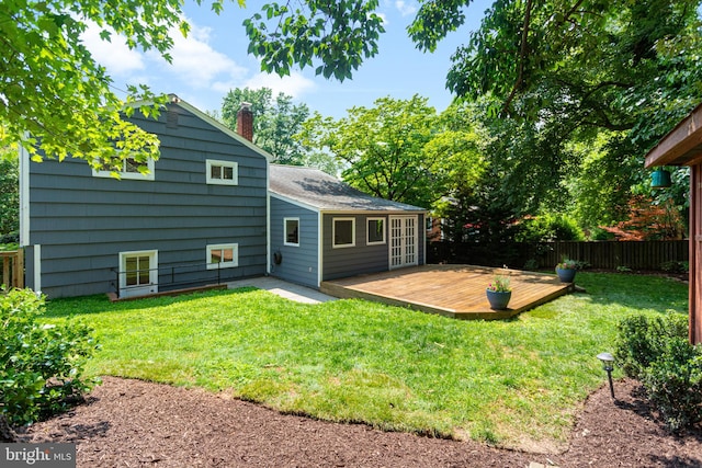 3603 Astoria Rd, Kensington, MD 20895 - rear view of property featuring a deck, a chimney, and french doors