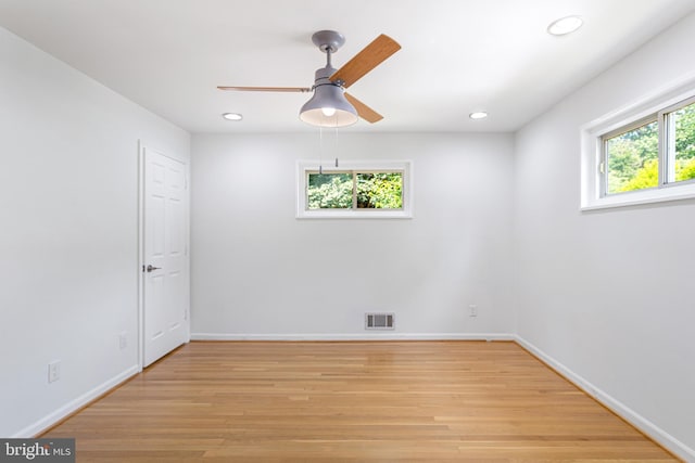 3603 Astoria Rd, Kensington, MD 20895 - empty room featuring light wood finished floors, a ceiling fan, and recessed lighting