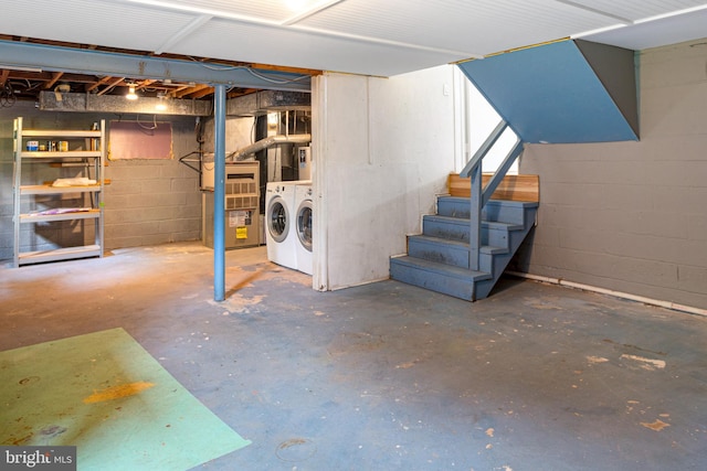 3603 Astoria Rd, Kensington, MD 20895 - unfinished below grade area with independent washer and dryer and stairs