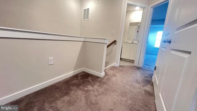 4904 Brookside Ct, Coopersburg, PA 18036 - corridor featuring carpet floors, baseboards, and an upstairs landing