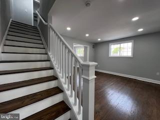 13 53rd Pl SE, Washington, DC 20019 - staircase featuring baseboards, recessed lighting, and wood finished floors