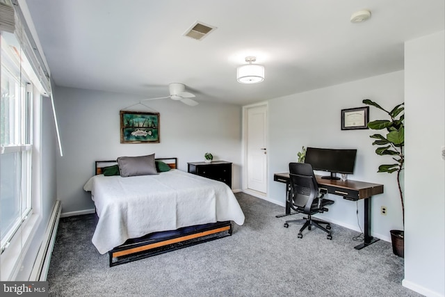 805 Islington St, Silver Spring, MD 20910 - bedroom featuring a baseboard heating unit, carpet, and a desk