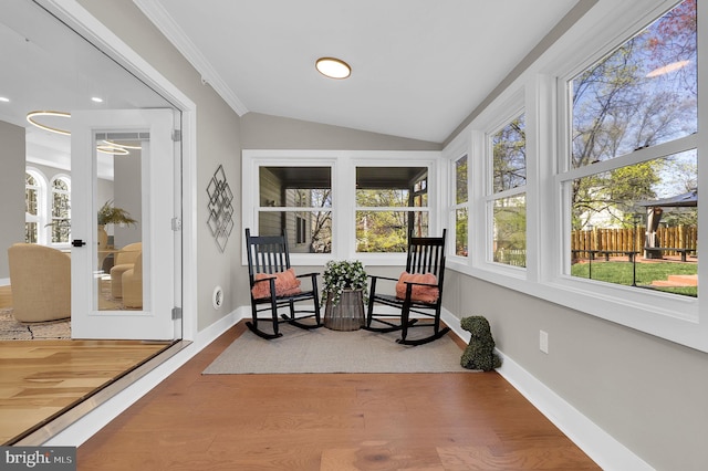 11921 Coronada Pl, Kensington, MD 20895 - sunroom / solarium featuring plenty of natural light, lofted ceiling, wood finished floors, baseboards, and recessed lighting