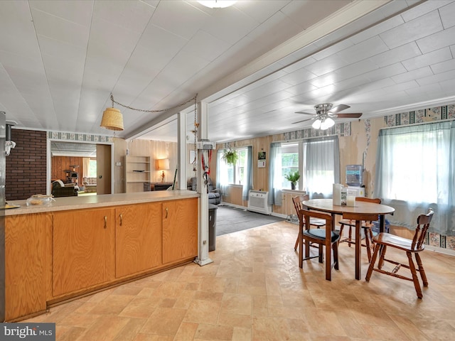 947 Shoemakersville Rd, Shoemakersville, PA 19555 - dining space with a ceiling fan and a wall unit AC
