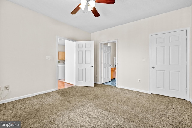 7432 Hindon Cir Unit B1-204, Windsor Mill, MD 21244 - unfurnished bedroom with carpet flooring, connected bathroom, and ceiling fan