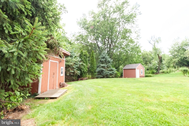 34 Georgetown Rd, Bordentown, NJ 08505 - view of green lawn with a shed and view of wooded area