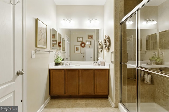 135 Jacobia Dr Unit H-3, Pasadena, MD 21122 - bathroom with vanity, a stall shower, and tile patterned flooring