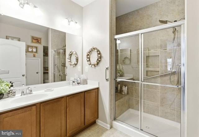 135 Jacobia Dr Unit H-3, Pasadena, MD 21122 - full bathroom with a shower stall, vanity, and tile patterned floors