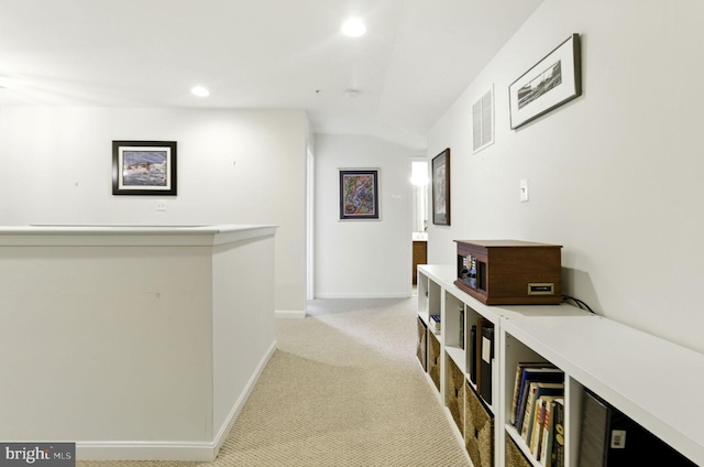 135 Jacobia Dr Unit H-3, Pasadena, MD 21122 - hallway with vaulted ceiling, light colored carpet, and recessed lighting