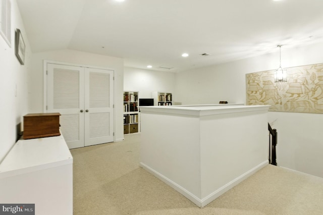 135 Jacobia Dr Unit H-3, Pasadena, MD 21122 - corridor with light colored carpet, an upstairs landing, recessed lighting, and vaulted ceiling