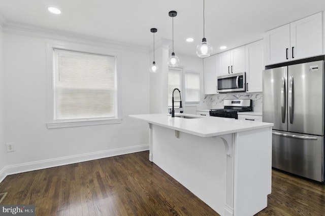 1964 Guy Way, Dundalk, MD 21222 - kitchen featuring appliances with stainless steel finishes, a sink, light countertops, white cabinetry, and baseboards