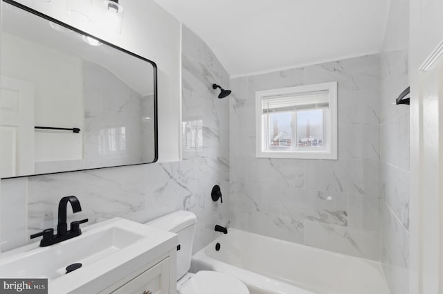 1964 Guy Way, Dundalk, MD 21222 - bathroom with vanity, tile walls, toilet, and shower / bath combination