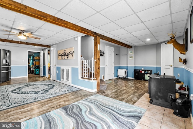 315 Robinhood Rd, Havre De Grace, MD 21078 - office area with a drop ceiling, wood finished floors, a ceiling fan, and baseboards