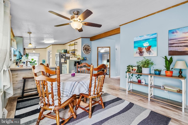 315 Robinhood Rd, Havre De Grace, MD 21078 - dining area featuring ceiling fan, wood finished floors, ornamental molding, and baseboards