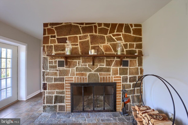 896 Hershey Heights Rd, Hanover, PA 17331 - detailed view of a stone fireplace and baseboards