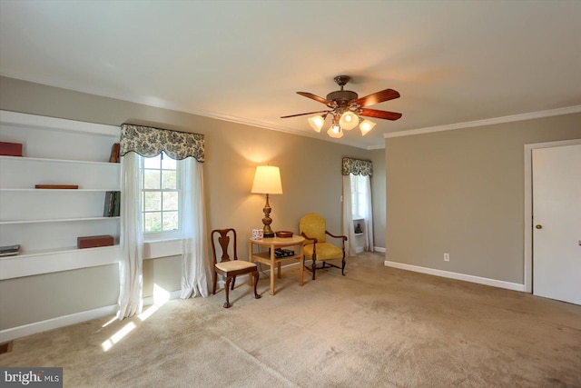 896 Hershey Heights Rd, Hanover, PA 17331 - sitting room with crown molding, carpet floors, ceiling fan, and baseboards