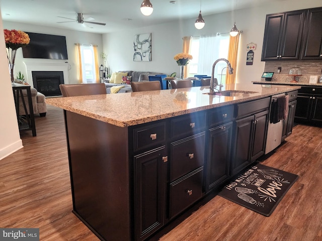 114 Furies St, Smyrna, DE 19977 - kitchen with a sink, healthy amount of natural light, a ceiling fan, and open floor plan