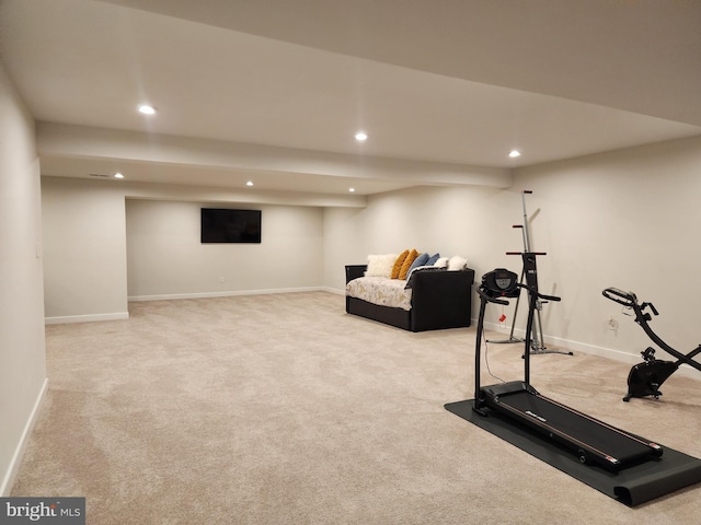 114 Furies St, Smyrna, DE 19977 - exercise room with carpet flooring, recessed lighting, and baseboards
