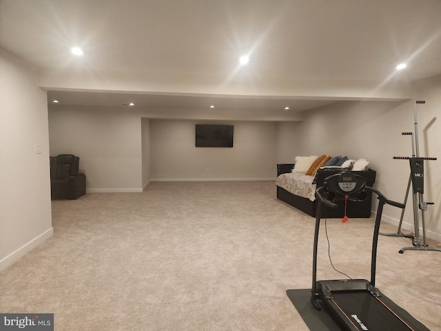 114 Furies St, Smyrna, DE 19977 - workout area featuring recessed lighting, carpet flooring, and baseboards