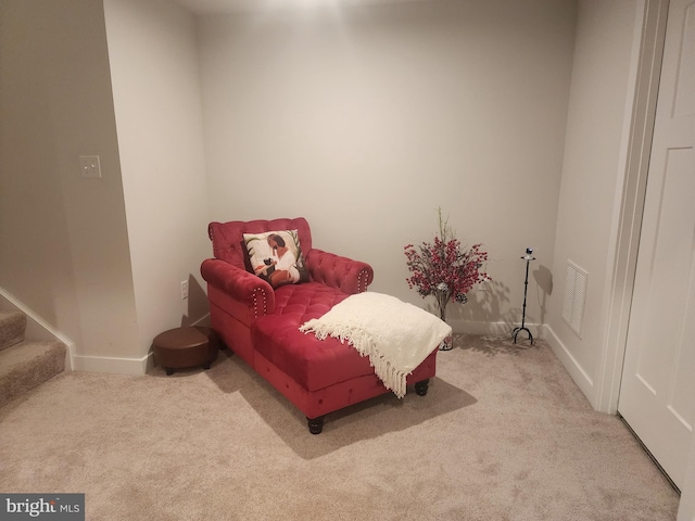 114 Furies St, Smyrna, DE 19977 - living area with carpet, baseboards, and stairway