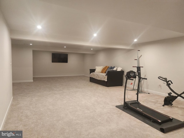 114 Furies St, Smyrna, DE 19977 - exercise area featuring recessed lighting, carpet, and baseboards