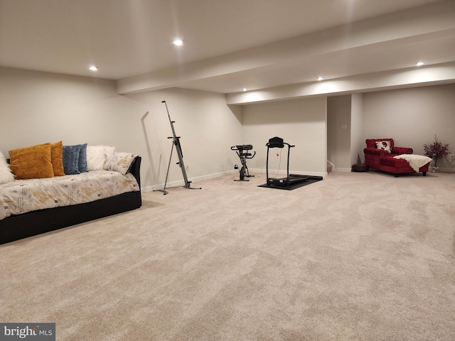 114 Furies St, Smyrna, DE 19977 - exercise room featuring recessed lighting, carpet, and baseboards