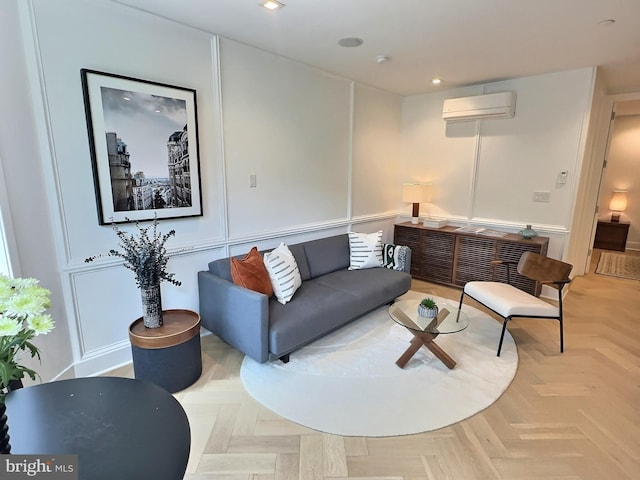 1753 Willard St NW Unit 3, Washington, DC 20009 - living area featuring a wall mounted AC, a decorative wall, and recessed lighting