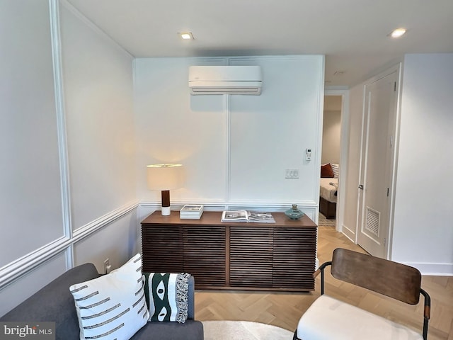 1753 Willard St NW Unit 3, Washington, DC 20009 - living area featuring a wall mounted air conditioner and recessed lighting