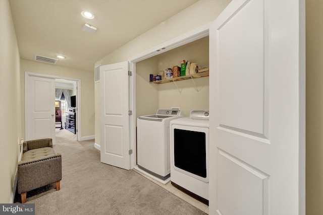 8346 Daydream Cres, Pasadena, MD 21122 - washroom with washing machine and clothes dryer, light carpet, recessed lighting, and baseboards