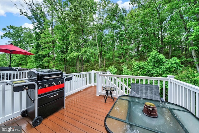 8346 Daydream Cres, Pasadena, MD 21122 - wooden terrace with outdoor dining area and grilling area