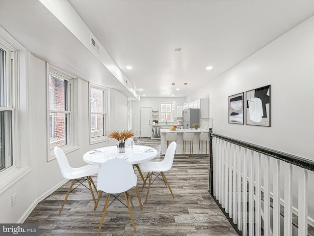 5849 Washington Ave, Philadelphia, PA 19143 - dining room with wood finished floors, baseboards, and recessed lighting