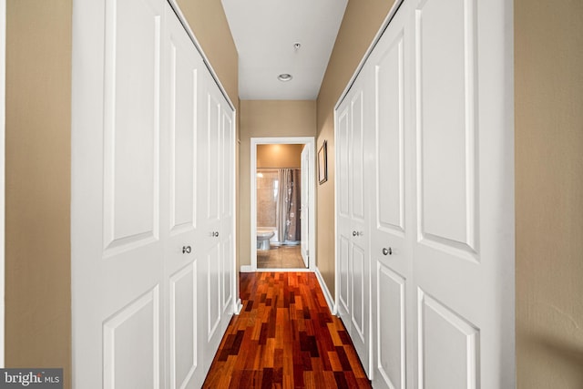 901 N Penn St Unit F2003, Philadelphia, PA 19123 - hall featuring dark wood-style flooring and baseboards