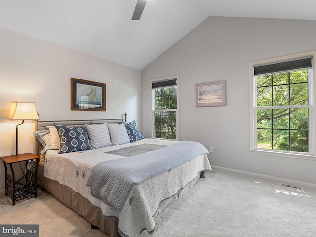 106 Barb Ct, Stephens City, VA 22655 - bedroom with lofted ceiling, carpet, and a ceiling fan