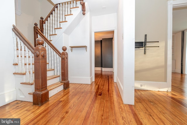 28 Bowen Ave, Woodstown, NJ 08098 - stairway featuring hardwood / wood-style flooring and baseboards