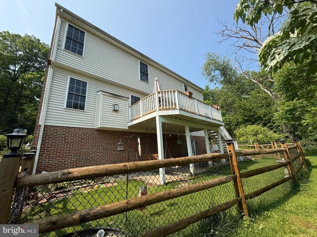 530 Glenhaven Dr, Glenshaw, PA 15116 - rear view of property with a deck, brick siding, and stairs