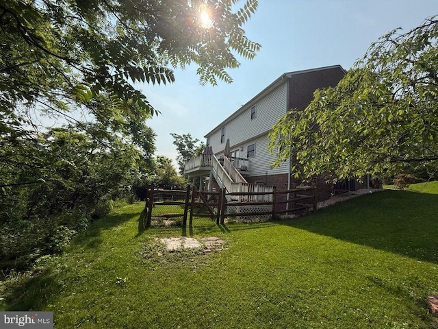 530 Glenhaven Dr, Glenshaw, PA 15116 - view of yard with a wooden deck and stairs
