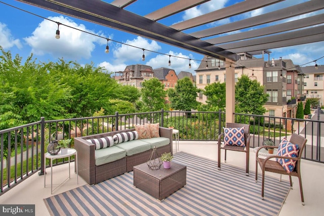 448 Salk Cir, Gaithersburg, MD 20878 - patio / terrace with a pergola, outdoor lounge area, and a residential view