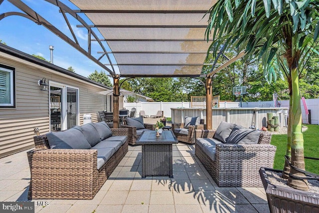 111 Lawrence Dr, Lanoka Harbor, NJ 08734 - view of patio featuring an outdoor hangout area and a pergola