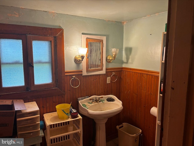 818 Rte 481, Monongahela, PA 15063 - bathroom with a wainscoted wall and wood walls