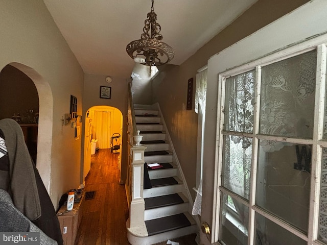 818 Rte 481, Monongahela, PA 15063 - staircase with arched walkways and wood finished floors