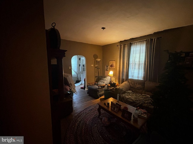 818 Rte 481, Monongahela, PA 15063 - living area with arched walkways and wood finished floors