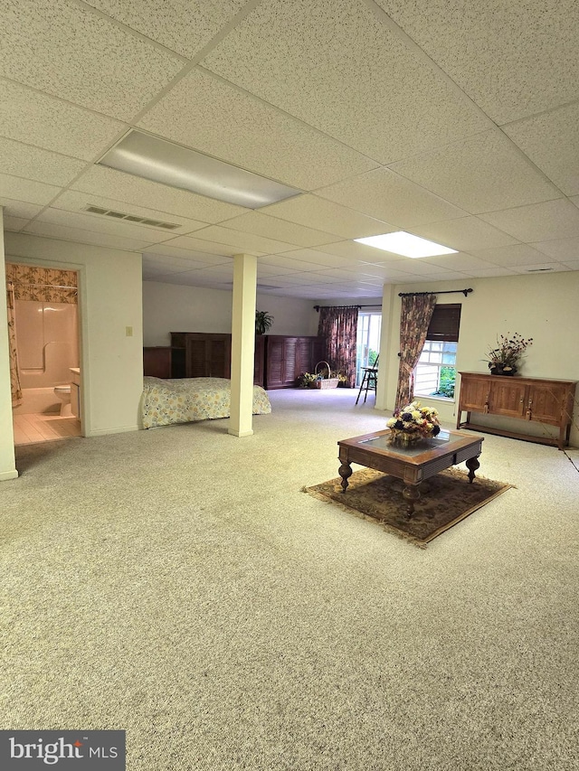 721 Kincaid Mills Ln, Wallingford, PA 19086 - carpeted living area featuring a paneled ceiling