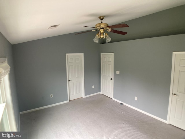 8726 Wadebrook Ter, Springfield, VA 22153 - unfurnished bedroom with vaulted ceiling, carpet, baseboards, and a ceiling fan