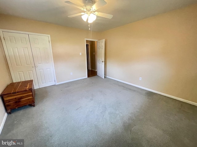 604 Ivystone Ln, Cinnaminson, NJ 08077 - unfurnished bedroom featuring carpet flooring, a closet, baseboards, and ceiling fan
