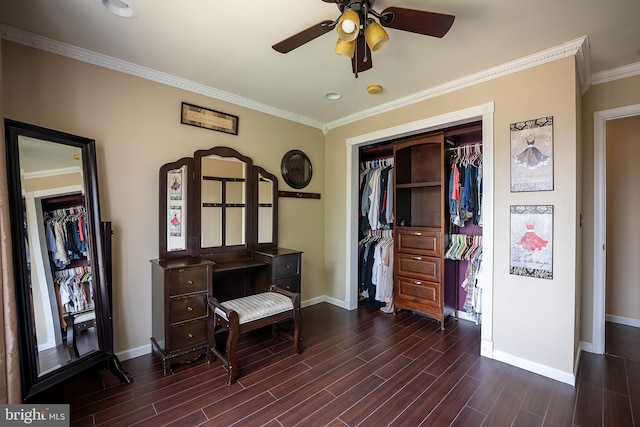 9 Toby Wells Ct, Delran, NJ 08075 - bedroom with dark wood-style flooring, a closet, and ornamental molding