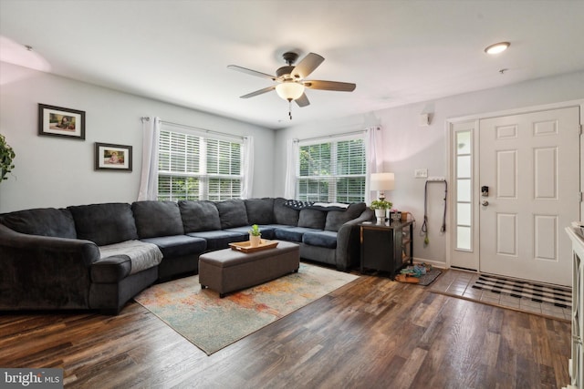 2009 Creekside Ct Unit 28, Warrington, PA 18976 - living room featuring wood finished floors and a ceiling fan