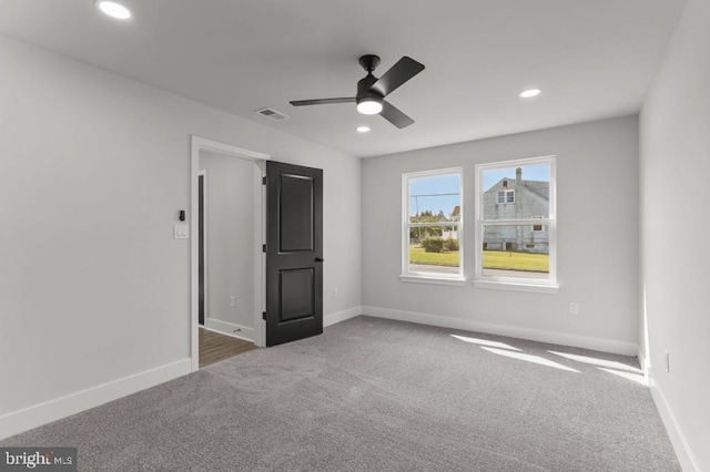 411 New York Ave, Croydon, PA 19021 - unfurnished bedroom featuring carpet floors, baseboards, recessed lighting, and ceiling fan